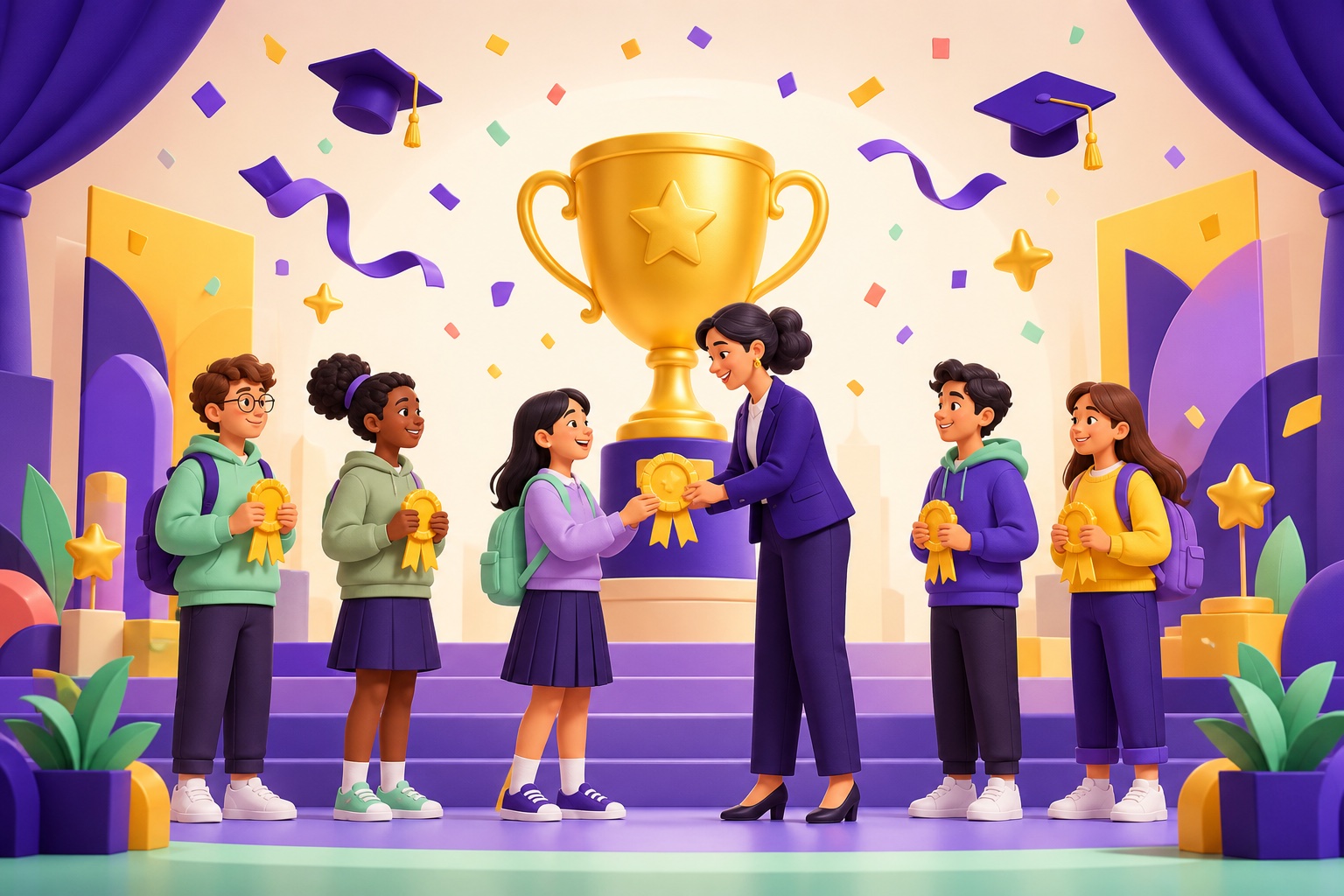 Cérémonie de remise de prix dans un établissement scolaire