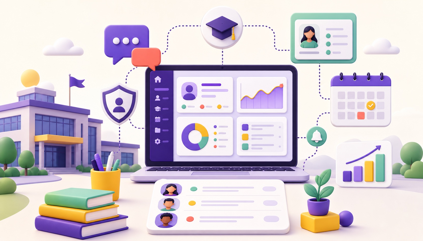 Établissement scolaire connecté à un tableau de bord de gestion SQOULA